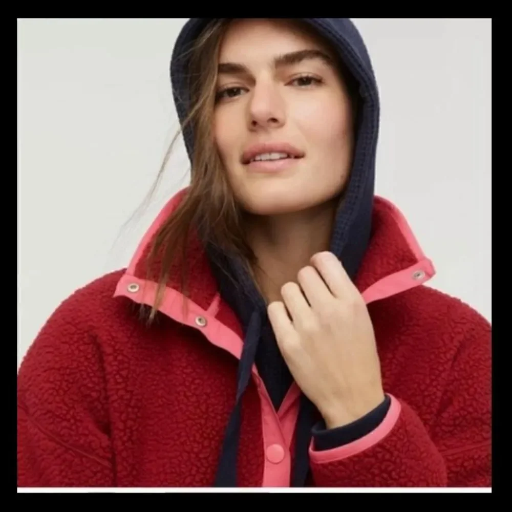 J Crew Polartec Sherpa Fleece Half Snap Pullover